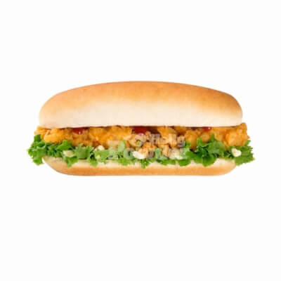 baked breaded chicken tenders in a hot dog bun baked breaded chicken tenders in a hot dog bun