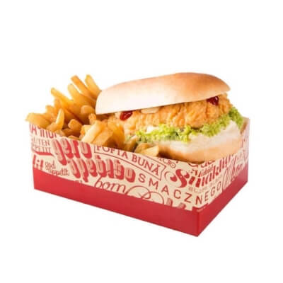 box with battered chicken wings and long chicken burger C5 box with battered chicken wings and long chicken burger C5