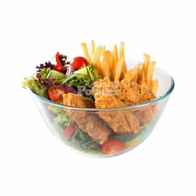crispy chicken and fries salad