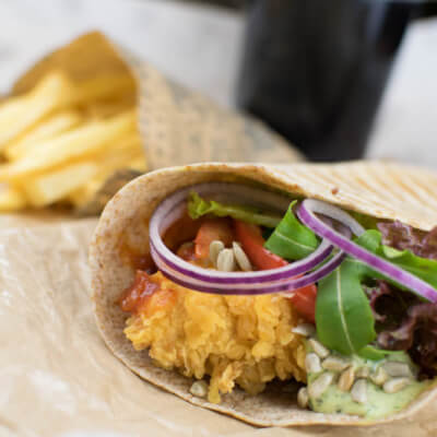 fried chicken tortilla wraps