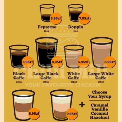 menu for cafe